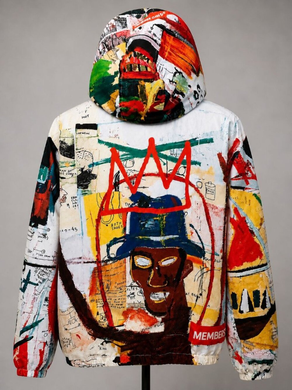 Jean-Michel Basquiat x Members Only AOP Graffiti Art Hooded Windbreaker M